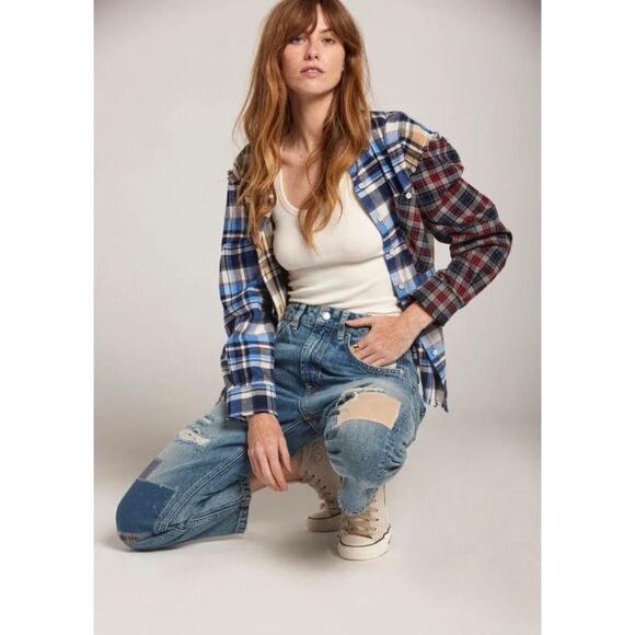 Current/Elliott Boy Genius Boyfriend Patchwork Jeans Size 27 - Picture 6 of 15